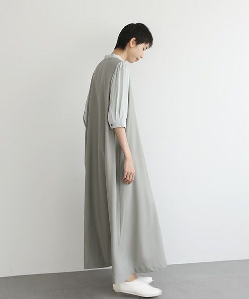 Mochi.モチ.v-neck dress [mo-op-02-/green grey]