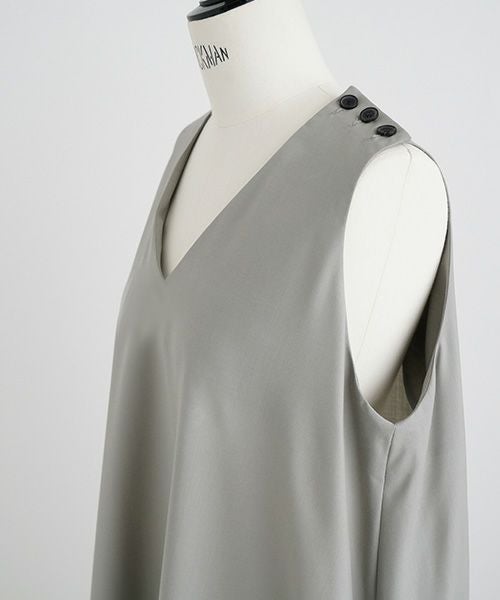 Mochi.モチ.v-neck dress [mo-op-02-/green grey]