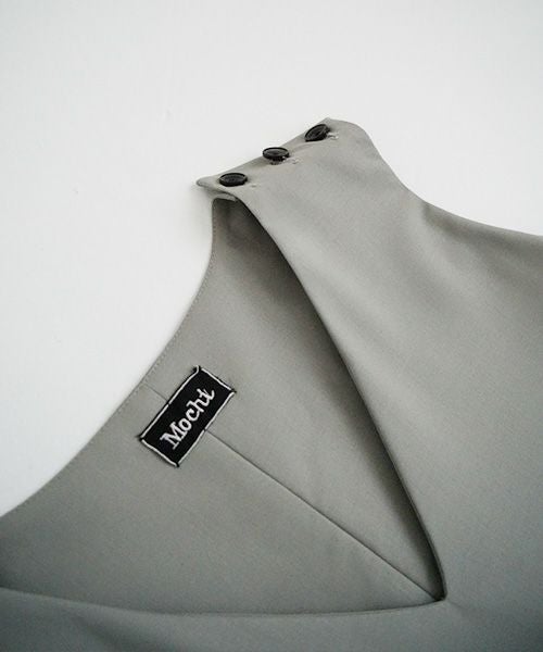 Mochi.モチ.v-neck dress [mo-op-02-/green grey]