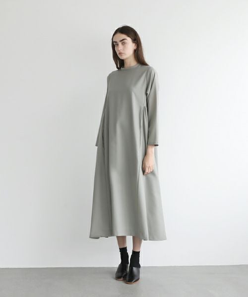 Mochi.モチ.trapeze dress [mo-op-03-/green grey]