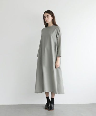 Mochi.モチ.trapeze dress [mo-op-03-/green grey]