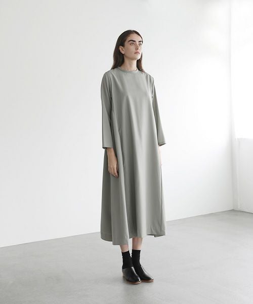 Mochi.モチ.trapeze dress [mo-op-03-/green grey]