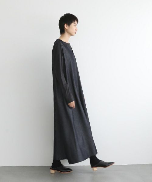 Mochi.モチ.v-neck denim dress [mo-op-04/dark indigo/・1]