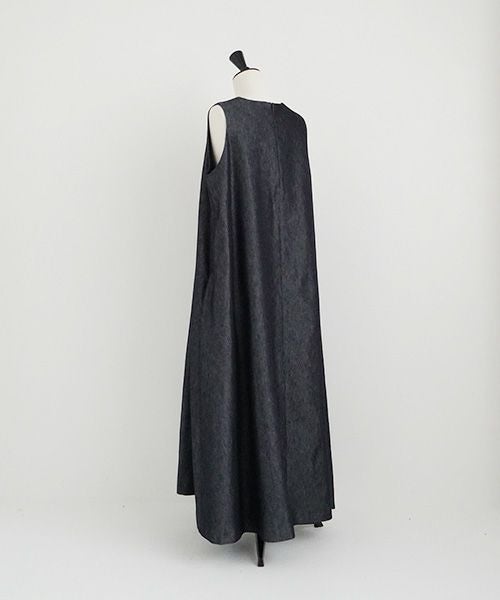 Mochi.モチ.v-neck denim dress [mo-op-04/dark indigo/・1]