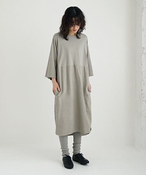 Mochi / home&miles.モチ / ホーム＆マイルズ.organic cotton ＆ linen layered one piece [mud grey]