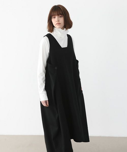Mochi.モチ.square neck dress [ma22-op-02/black/・1]