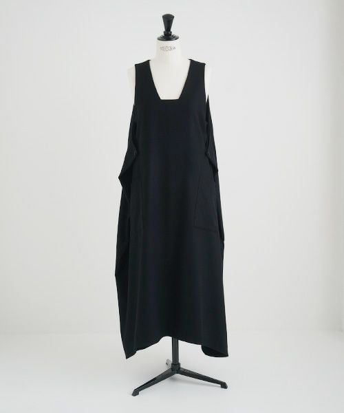 Mochi.モチ.square neck dress [ma22-op-02/black/・1]