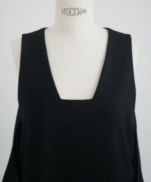 Mochi.モチ.square neck dress [ma22-op-02/black/・1]