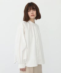 Mochi.モチ.cotton silk gather blouse [ma22-b-01/white]