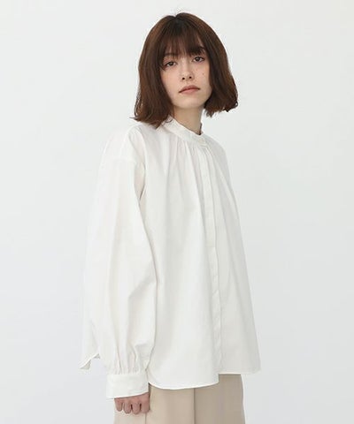 Mochi.モチ.cotton silk gather blouse [ma22-b-01/white]
