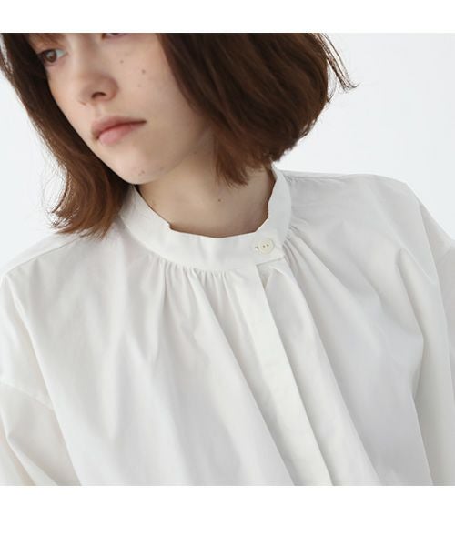Mochi.モチ.cotton silk gather blouse [ma22-b-01/white]