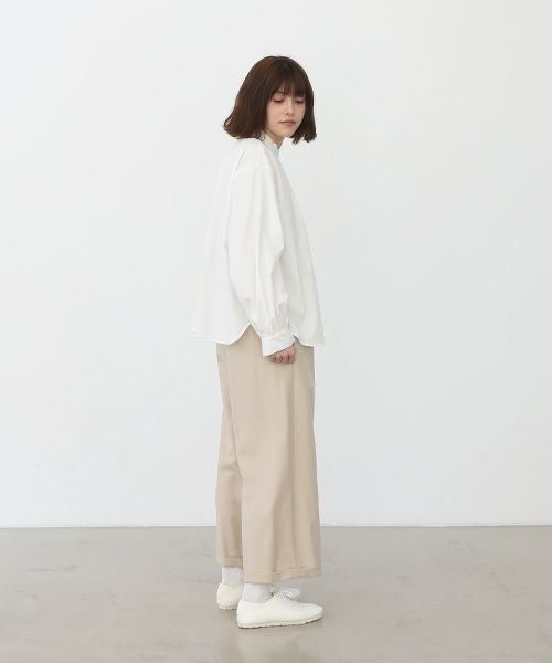 Mochi.モチ.cotton silk gather blouse [ma22-b-01/white]