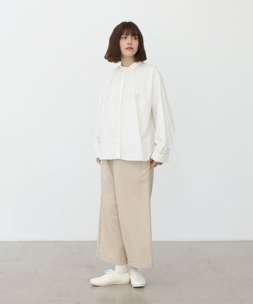 Mochi.モチ.cotton silk gather blouse [ma22-b-01/white]