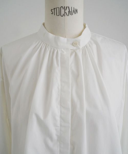Mochi.モチ.cotton silk gather blouse [ma22-b-01/white]