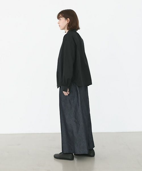 Mochi.モチ.cotton silk gather blouse [ma22-b-01/black/・1]