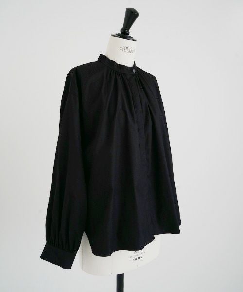 Mochi.モチ.cotton silk gather blouse [ma22-b-01/black/・1]
