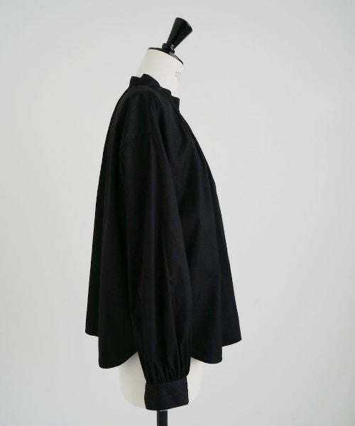 Mochi.モチ.cotton silk gather blouse [ma22-b-01/black/・1]