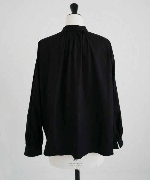 Mochi.モチ.cotton silk gather blouse [ma22-b-01/black/・1]