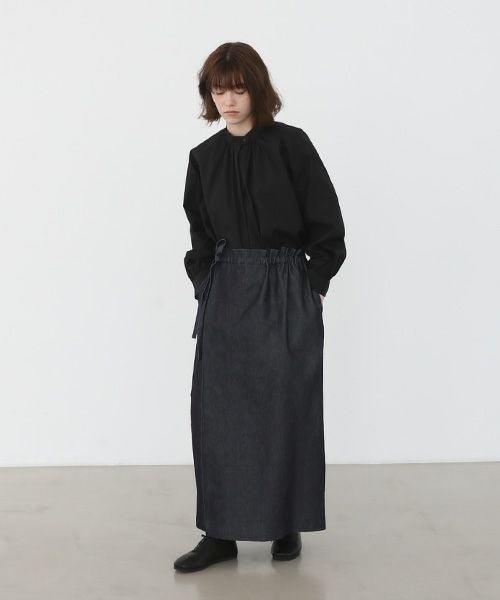 Mochi.モチ.wrap denim pants [ma22-pt-01/dark indigo]