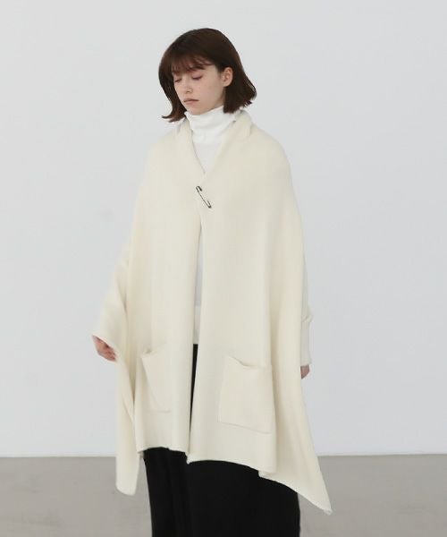 Mochi.モチ.pocket knit stole [m-a22-s-01/off white]