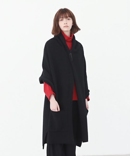 Mochi.モチ.pocket knit stole [m-a22-s-01/black]