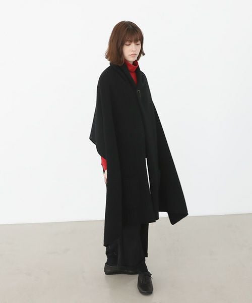 Mochi.モチ.pocket knit stole [m-a22-s-01/black]