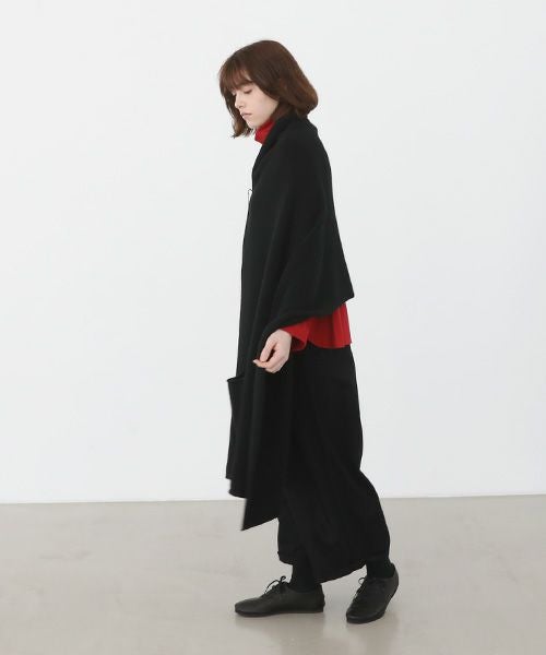 Mochi.モチ.pocket knit stole [m-a22-s-01/black]