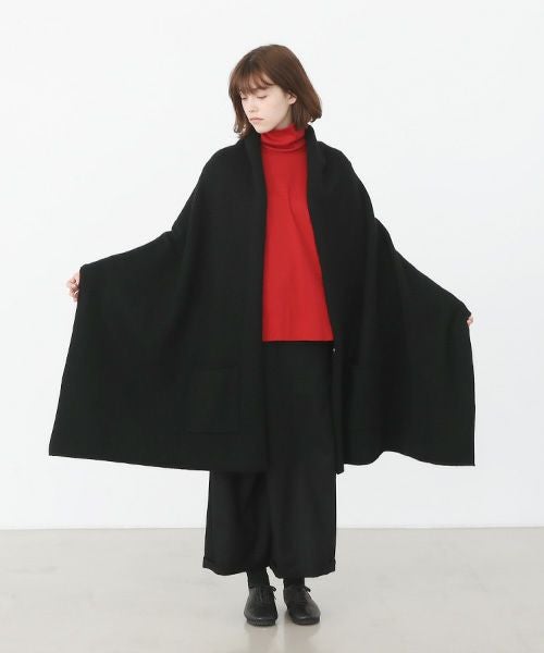 Mochi.モチ.pocket knit stole [m-a22-s-01/black]