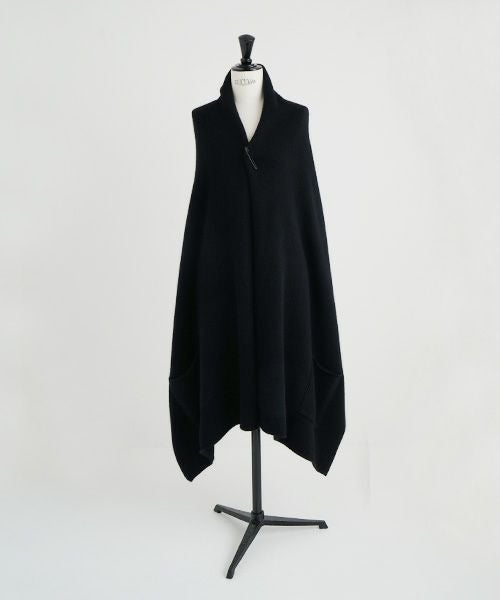 Mochi.モチ.pocket knit stole [m-a22-s-01/black]