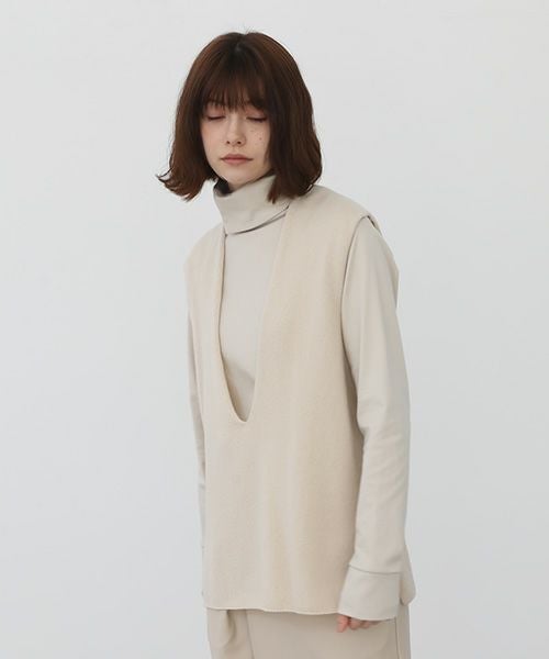 Mochi.モチ.cashmere v-neck vest [ma22-kn-01/off white]