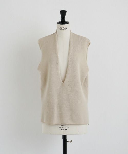 Mochi.モチ.cashmere v-neck vest [ma22-kn-01/off white]