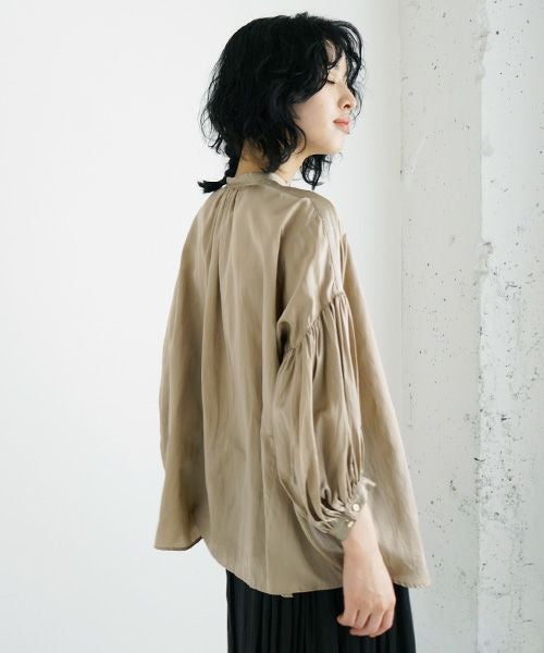 新品 suzuki takayuki chiffon blouse ベイリーフ suzuki takayuki スズキタカユキ puff-sleeve blouse [T001-12/bay leaf]