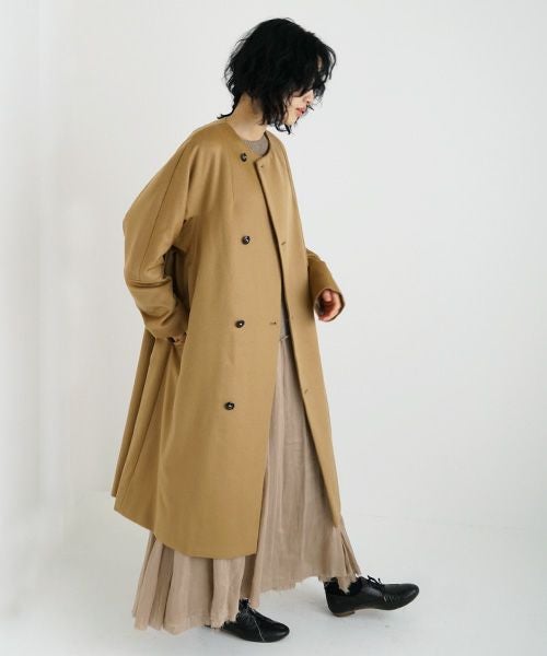 suzuki takayuki スズキタカユキ no-collar coat [A231-15/camel]