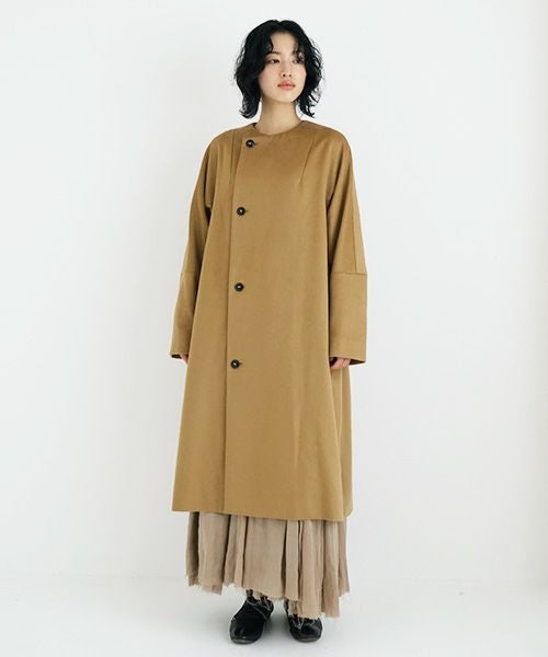 suzuki takayuki スズキタカユキ no-collar coat [A231-15/camel]