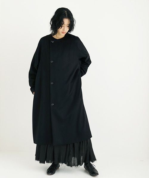 suzuki takayuki スズキタカユキ no-collar coat [A231-15/black]