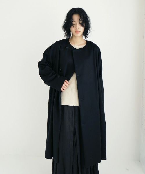 suzuki takayuki スズキタカユキ no-collar coat [A231-15/black]