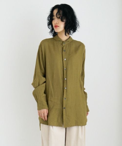 suzuki takayuki.スズキタカユキ.one-piece shawl-collar shirt Ⅰ. [T003-05-1/mustard]