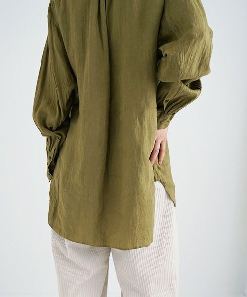 suzuki takayuki バンドカラー 長袖シャツ カーキ suzuki takayuki スズキタカユキ one-piece shawl-collar shirt Ⅰ