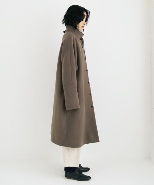 suzuki takayuki.スズキタカユキ.standing-collar coat.[A233-04/tauni olive]