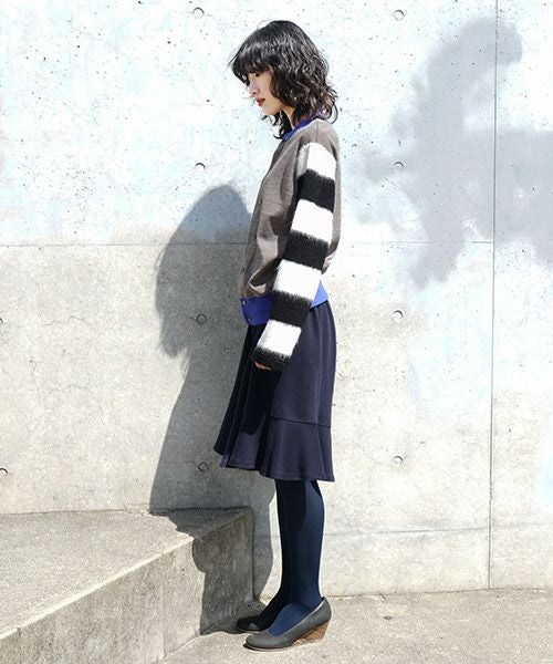 SWANLAKE スワンレイク .ボーダースリーブカーディガン [CT-1503/BEIGE]