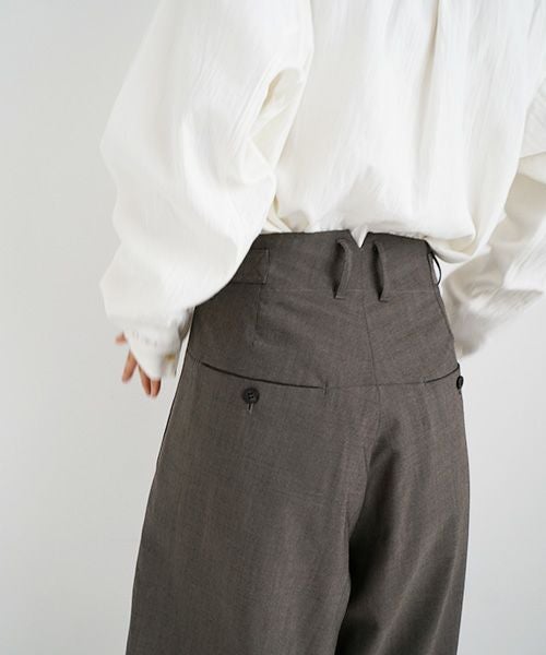 YANTOR ヤントル Chambray Wool 2tuck wide Pants[Y225PT05/GREIGE]
