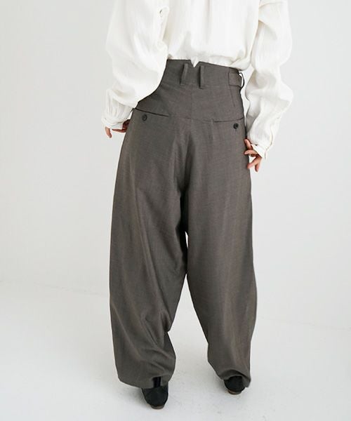 YANTOR ヤントル Chambray Wool 2tuck wide Pants[Y225PT05/GREIGE]