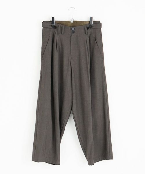 YANTOR.ヤントル.Chambray Wool 2tuck wide Pants[Y225PT05/GREIGE]