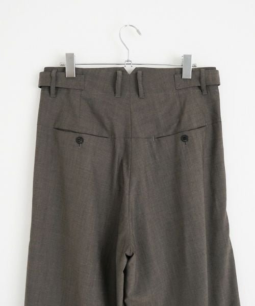 YANTOR ヤントル Chambray Wool 2tuck wide Pants[Y225PT05/GREIGE]