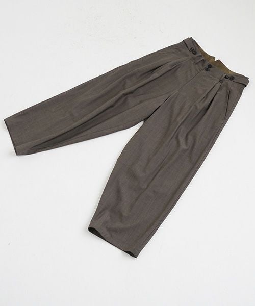 YANTOR.ヤントル.Chambray Wool 2tuck wide Pants[Y225PT05/GREIGE]
