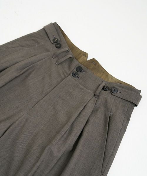 YANTOR ヤントル Chambray Wool 2tuck wide Pants[Y225PT05/GREIGE]