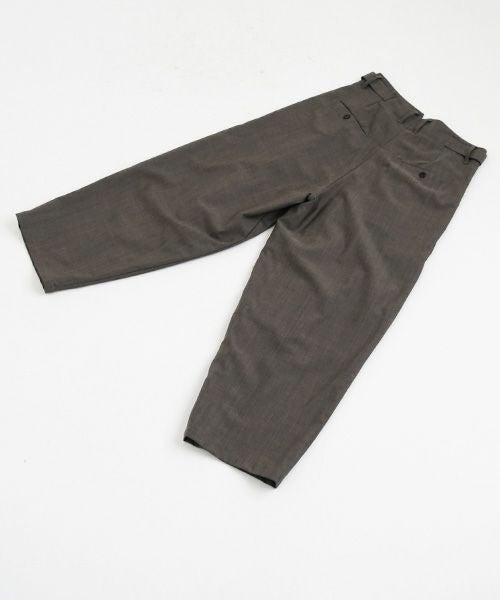 YANTOR ヤントル Chambray Wool 2tuck wide Pants[Y225PT05/GREIGE]