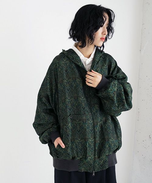 YANTOR ヤントル Persian Hand-Jacquard Hoodie Blouson[Y225BL03/GREEN]