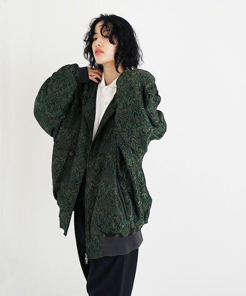 YANTOR ヤントル Persian Hand-Jacquard Hoodie Blouson[Y225BL03/GREEN]