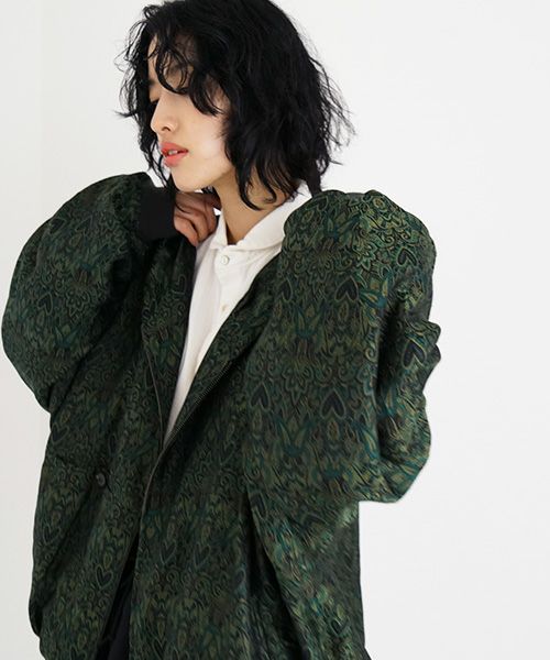 ヤントル　Moss Jacquard Cottonwool セットアップ YANTOR ヤントル Persian Hand-Jacquard Hoodie Blouson[Y225BL03/GREEN]